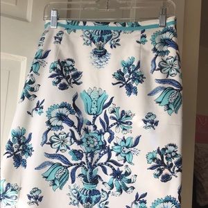 Talbots Blue & Turquoise Floral Print Skirt 14WP